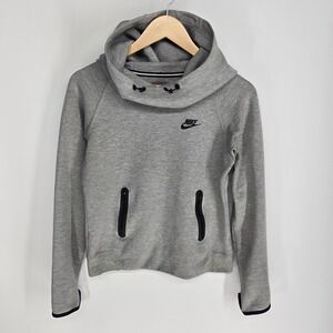 Nike‎ tech Fleece Womens Small S Running Pullover Funnel Grey Hoodie Sweater